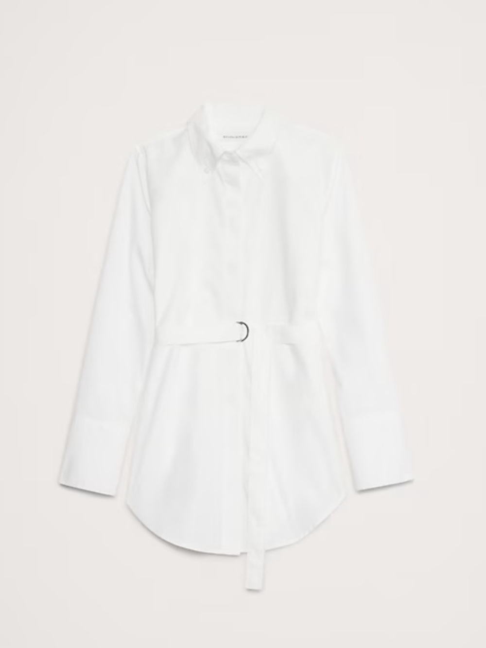 Banana Republic Belted Tunic Shirt. Poplin Cotton. White. Medium.